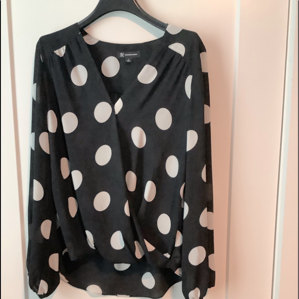 INC vneck polka dot blouse